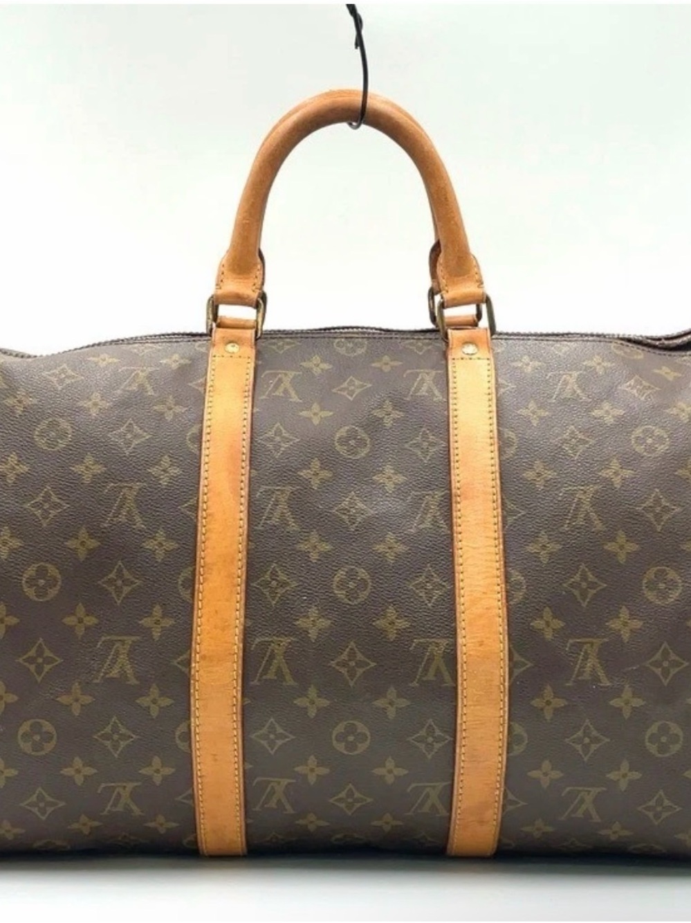 Louis Vuitton Monogram Canvas Travel Bag in Brown and Tan Leather Keep All 50